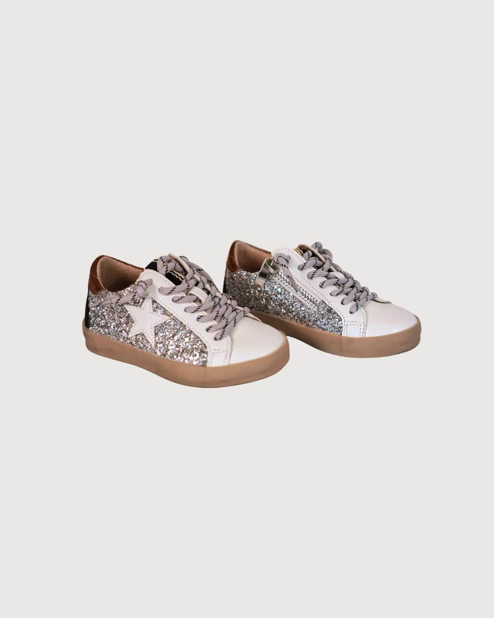 NEW SHU SHOP toddler paula glitter sneakers in silver